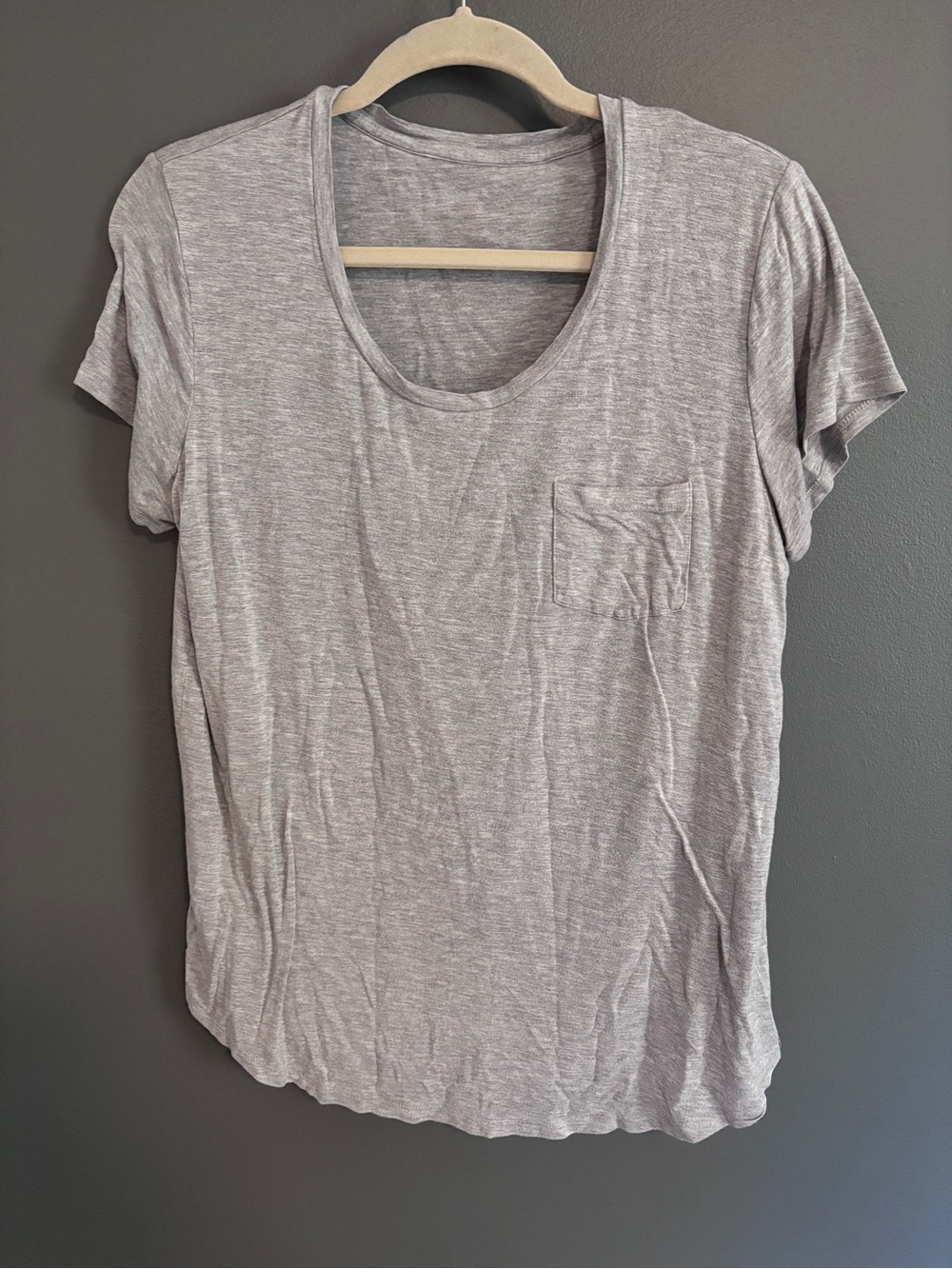 Nursing Scoop Neck Lined Pocket Tee - Light Heather Gray